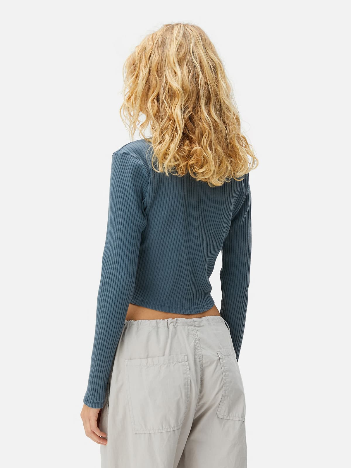 Cotton Long-Sleeve Crop T-shirt