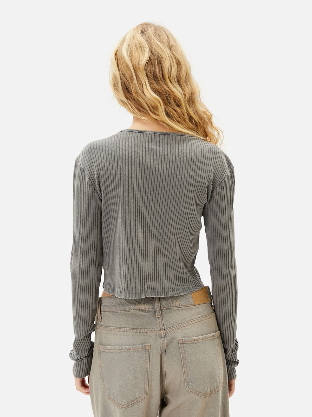 Cotton Long-Sleeve Crop T-shirt